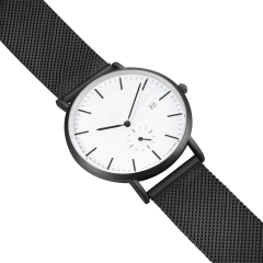 OEM reloj de diseño fábrica Negro banda de malla de los hombres reloj de pulsera