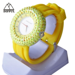 material de silicona con reloj de diamante reloj de lujo unisex reloj de pulsera de colores suave