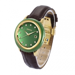 OEM original suizo mecánica de movimiento de cuero genuino Jade Watch