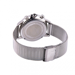 OEM de lujo de plata de cuero impermeable hombre de acero inoxidable reloj de pulsera