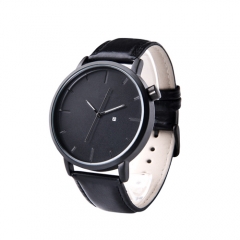 reloj negro de lujo reloj de pulsera de hombre de cuero genuino